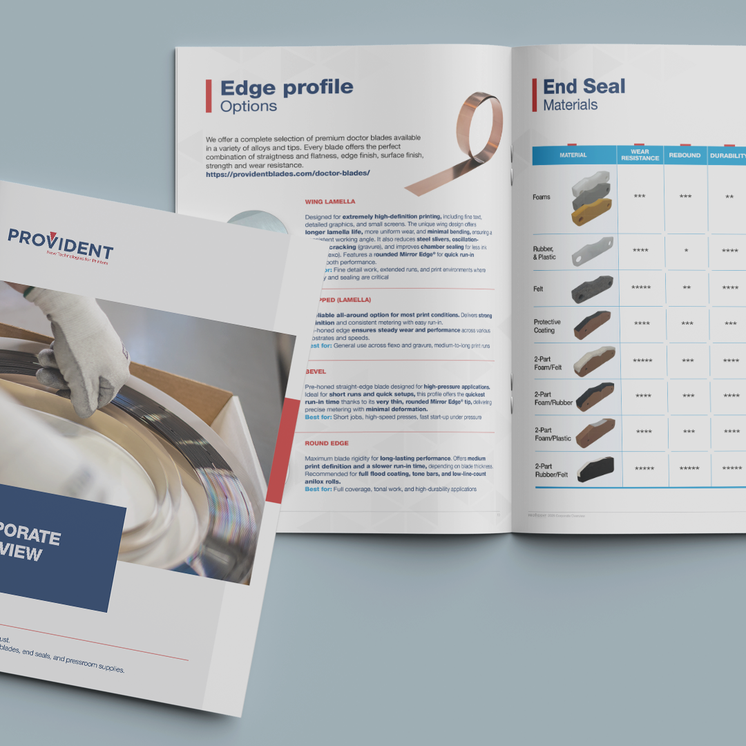 Mock up of Provident's corporate brochure, specfically the end seal page to prompt end seal downloads and interest